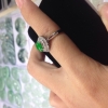 【鸿源玉器】18K金伴钻石镶嵌绿翡翠心形戒指